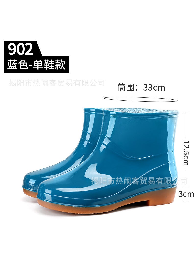 Generic - Womens Short Barrel Rain Boots Kitchen Waterproof Non-slip Running Shoes Special Offer Labor Saving Rubber Shoes China Made 902 Blue - Image 1