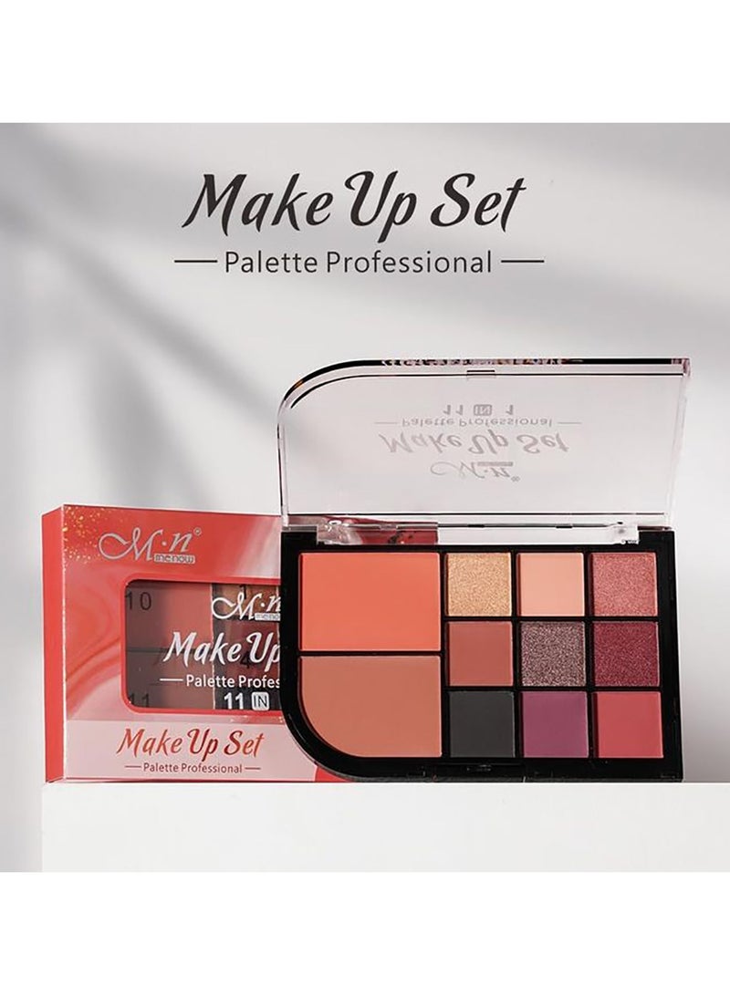 أم أن ميناو مجموعة مكياج أم .أن   نيو باليت ظلال العيون وبلاشر - 11 لونًا - Image 3