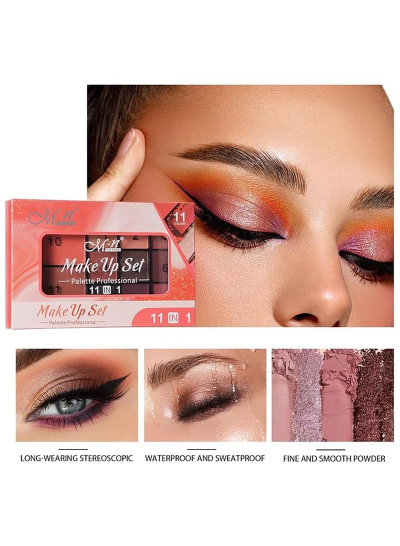 أم أن ميناو مجموعة مكياج أم .أن   نيو باليت ظلال العيون وبلاشر - 11 لونًا - Image 4