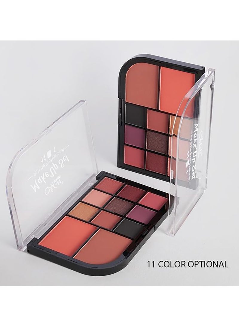 أم أن ميناو مجموعة مكياج أم .أن   نيو باليت ظلال العيون وبلاشر - 11 لونًا - Image 2