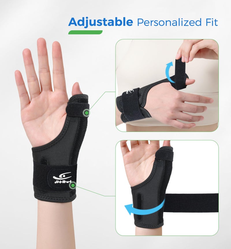 HiRui Thumb Spica Brace for Left or Right Hand, Adjustable Thumb Stabilizer Splint for Trigger Thumb, Gamerâ€™s Thumb, Arthritis, Tendonitis, Sprains, CMC Pain Relief â€“ Lightweight, Breathable (Black) - Image 5