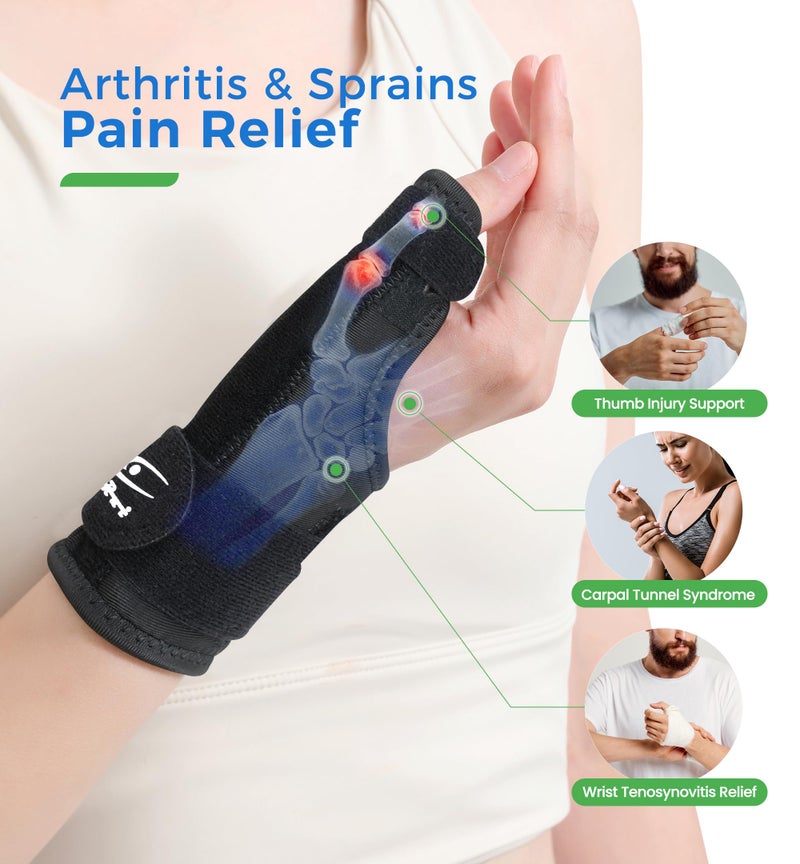 HiRui Thumb Spica Brace for Left or Right Hand, Adjustable Thumb Stabilizer Splint for Trigger Thumb, Gamerâ€™s Thumb, Arthritis, Tendonitis, Sprains, CMC Pain Relief â€“ Lightweight, Breathable (Black) - Image 2