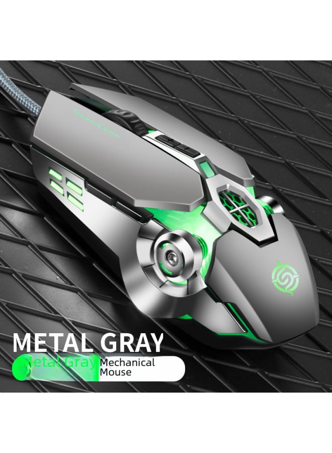 Viper Q7 Gaming Mouse Desktop Computer Notebook Office Luminous Electronic Competition Mechanical Wired Mouse Computer Accessories-Color:Q7 Silver Gray