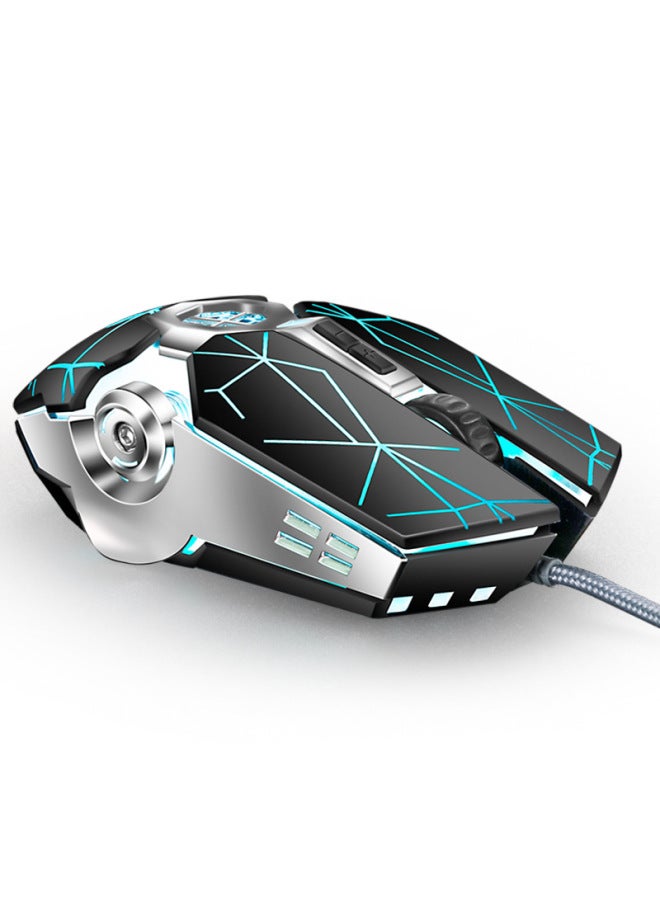 Viper Q7 Gaming Mouse Desktop Computer Notebook Office Luminous Electronic Competition Mechanical Wired Mouse Computer Accessories-Color:Q7 Silver Gray