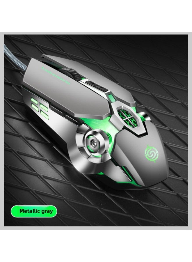 Viper Q7 Gaming Mouse Desktop Computer Notebook Office Luminous Electronic Competition Mechanical Wired Mouse Computer Accessories-Color:Q7 Silver Gray