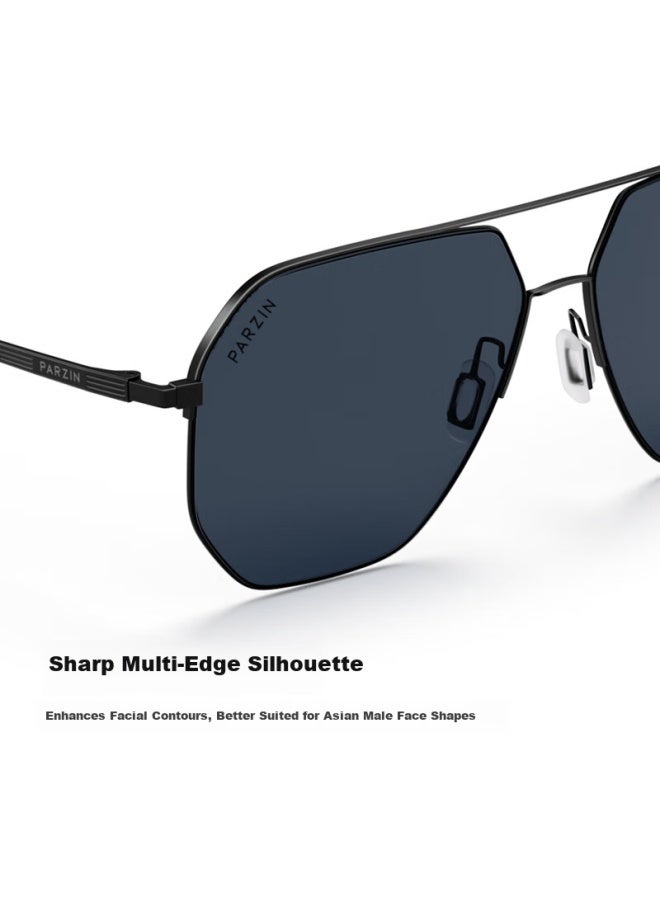 Parzin Polarized Men's Sungl Retro Double Bridge Fashion Pilot Frame Driving Uv Protection Pz8381 - Image 1