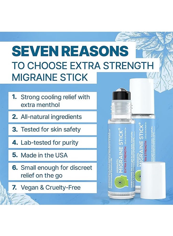 Basic Vigor Migrastil Extra Strength Migraine Stick ® Advanced Formula For Migraine And Tension Headache Relief. Strong Aromatherapy Roll On With Menthol And Essential Oils. No lavender. Made In The USA - Image 3