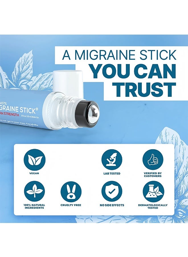 Basic Vigor Migrastil Extra Strength Migraine Stick ® Advanced Formula For Migraine And Tension Headache Relief. Strong Aromatherapy Roll On With Menthol And Essential Oils. No lavender. Made In The USA - Image 2