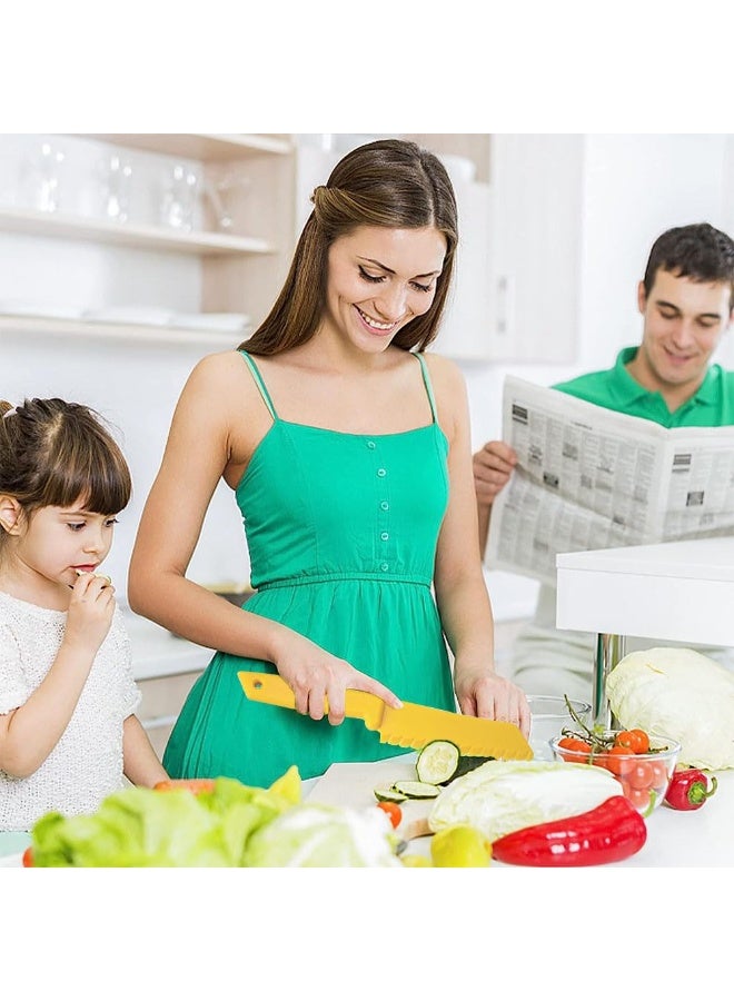 جيه زد اس مجموعة سكاكين بلاستيكية للأطفال من JZS، 8 قطع مع لوح تقطيع، أداة طبخ للأطفال، خالية من مادة BPA، للفاكهة والخبز والكعك والسلطة والخس - Image 5