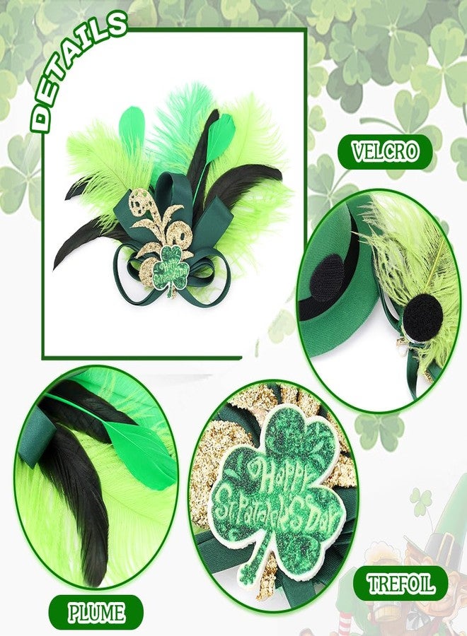 Urieo St Patrick's Day Feather Hat Hair Clips Mini Leprechaun Green Shamrock Hairpin Irish Costume Party Hair Clip Accessories for Women - Image 2