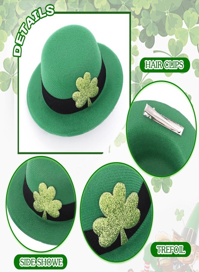 Urieo St Patrick's Day Feather Hat Hair Clips Mini Leprechaun Green Shamrock Hairpin Irish Costume Party Hair Clip Accessories for Women - Image 3