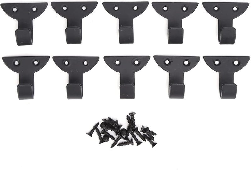 Black Iron Wall Hooks Set Of 10 For Hanging Coat Scarf Bag Towel Key Cup Hat - Image 2