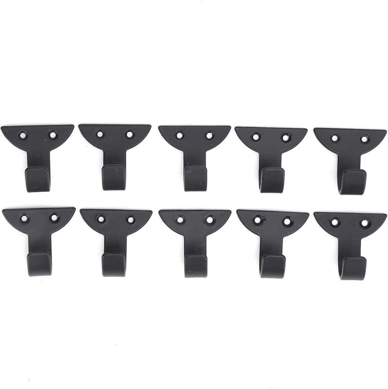 Black Iron Wall Hooks Set Of 10 For Hanging Coat Scarf Bag Towel Key Cup Hat - Image 3