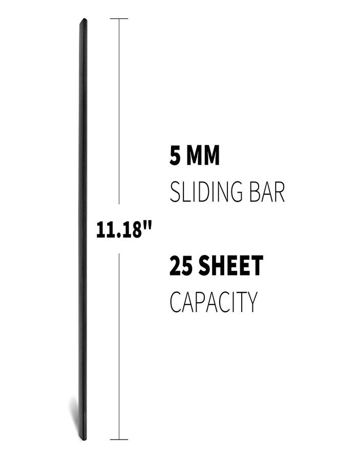 Binditek 25 Pack Binding Bars, 25-Sheet Capacity Slide Grip Binding Bars, Black, 5mm Thickness, 11 Inches, for Students and Coworkers - Image 2