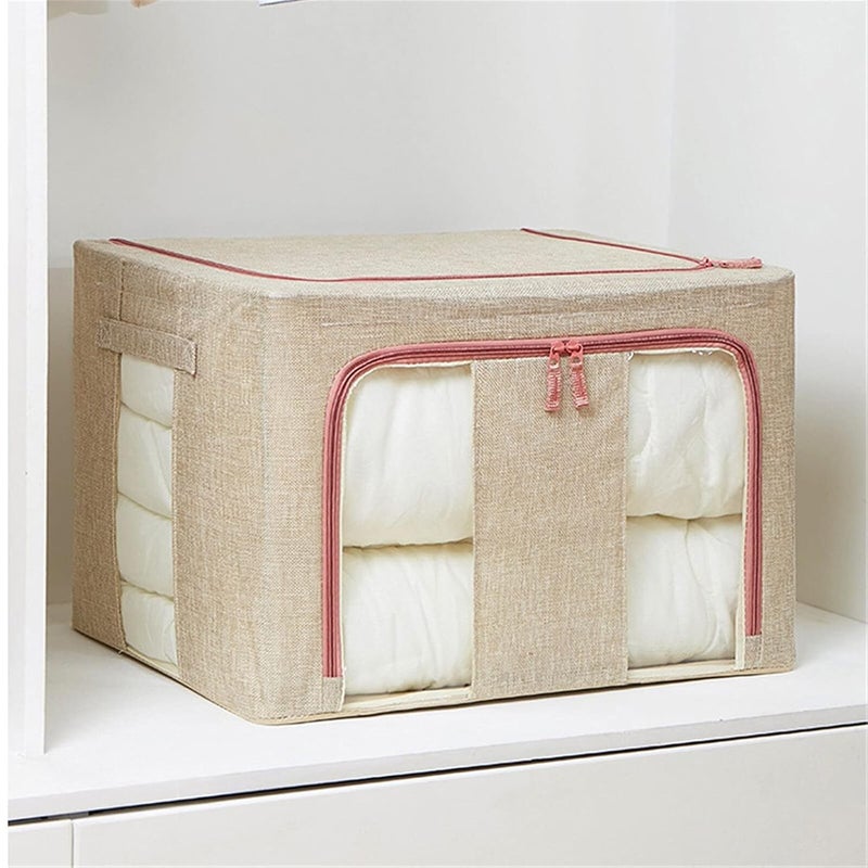 ZOKIXTO Clothes Storage Bins Foldable Closet Organizer Storage Containers with Durable Handles Thick Fabric for Clothing Blankets Comforters Bedding and Toys 24L Packe Of 2 Plan Beige - Image 5