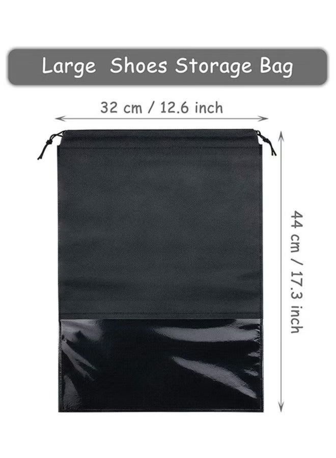 15 pieces of non-woven fabric dustproof, wear-resistant, portable travel shoe bag black 32x44cm  - Image 2