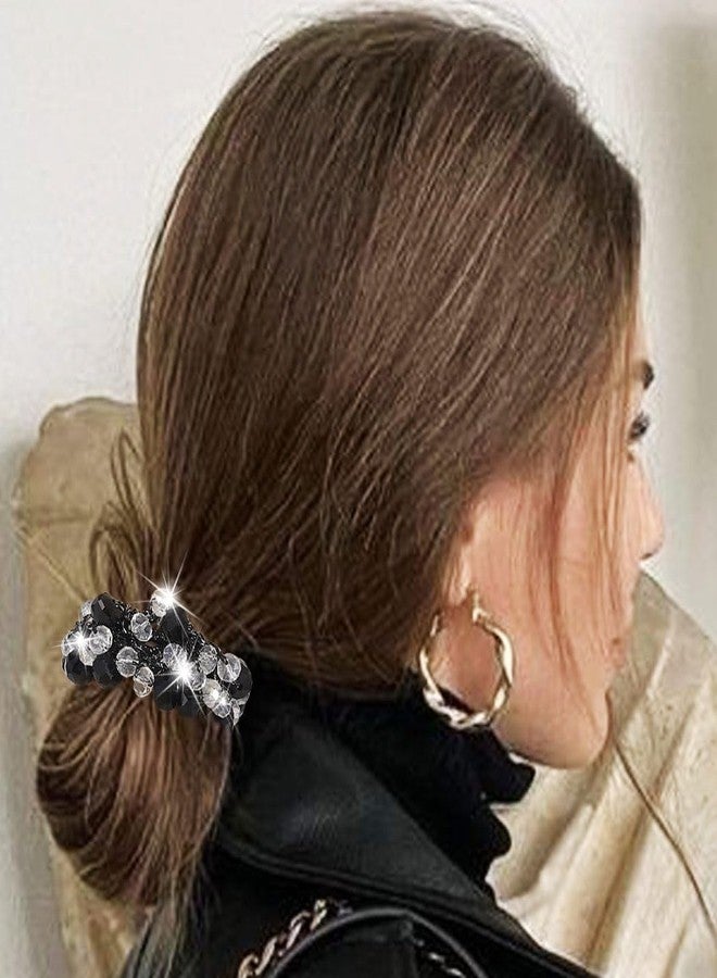 CAKURE Rhinestone Hair Ties Pink Sparkly Ponytail Holder Rhinestone Hair Accessories for Women (Pack of 3) - Image 3