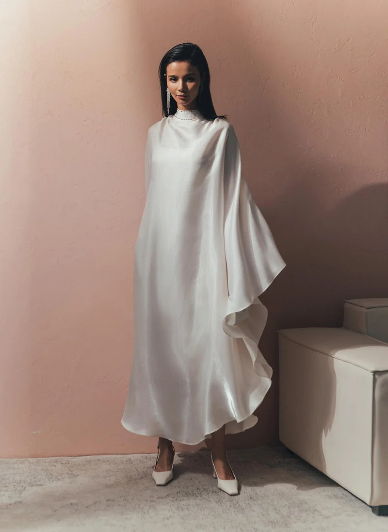 Loose maxi dress with rhinestones on collar