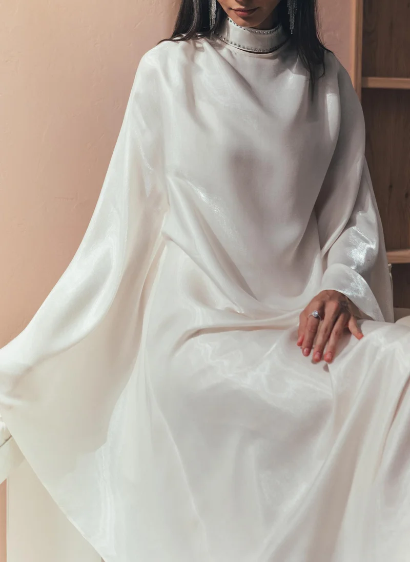 Lichi  Loose maxi dress with rhinestones on collar for Women | Best Price UAE
