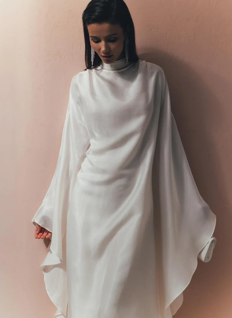 Lichi  Loose maxi dress with rhinestones on collar for Women | Best Price UAE