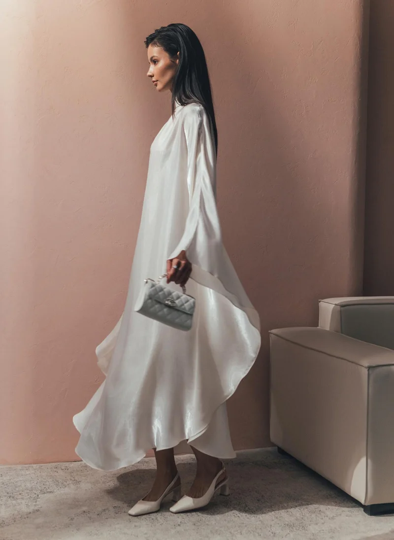 Lichi  Loose maxi dress with rhinestones on collar for Women | Best Price UAE