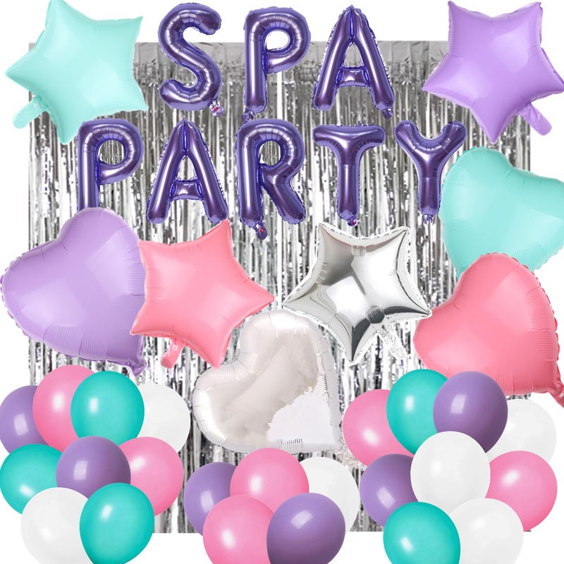 DUFACAI 42 Pcs Spa Party Decorations Balloons Spa Theme Birthday Party Supplies Lipstick Cosmetics Balloons for Girls Spa Day Makeup Party purple - Image 3