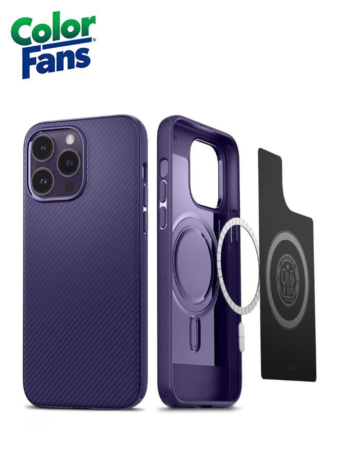 Color Fans Mag Armor MagFit Designed for iPhone 13 Pro Case Military-Grade Protection Compatible with MagSafe - Deep Purple