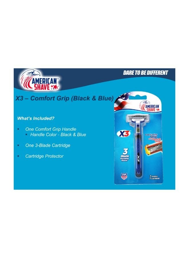 AMERICAN SHAVE X3 ماكينة حلاقة 3 شفرات قابلة للتدوير 5 خرطوشة - Image 3