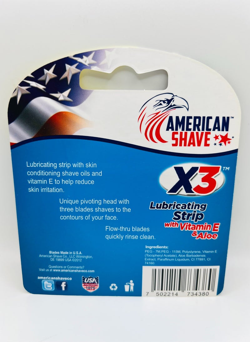 AMERICAN SHAVE X3 ماكينة حلاقة 3 شفرات قابلة للتدوير 5 خرطوشة - Image 5