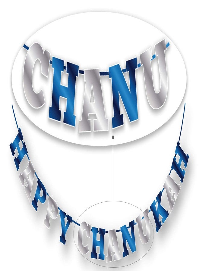 Izzy 'n' Dizzy Happy Hanukkah Banner - Chanukah Banner - Blue and Silver Letters Holiday Party Decorations - Image 5