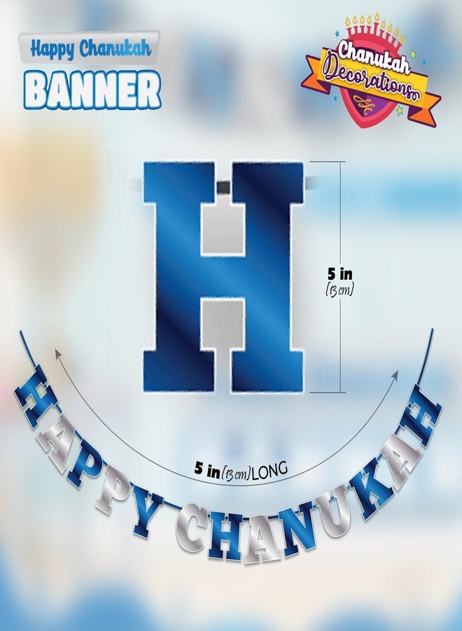 Izzy 'n' Dizzy Happy Hanukkah Banner - Chanukah Banner - Blue and Silver Letters Holiday Party Decorations - Image 2