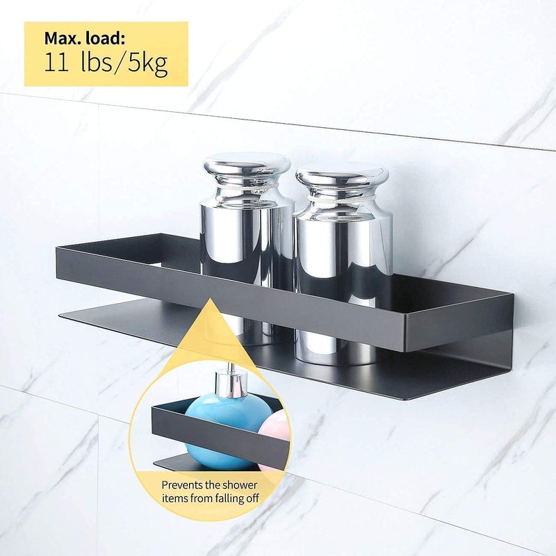 WOX MOX WOX MOX Stainless Steel Bathroom Shelf Bath Shower Shelf Basket Caddy Rustproof Square Modern Style Wall Mounted Matte Black Pack of 1  - Image 4
