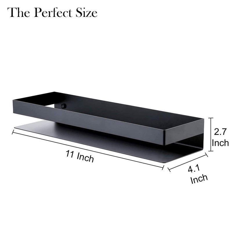 WOX MOX WOX MOX Stainless Steel Bathroom Shelf Bath Shower Shelf Basket Caddy Rustproof Square Modern Style Wall Mounted Matte Black Pack of 1  - Image 2