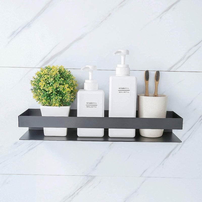 WOX MOX WOX MOX Stainless Steel Bathroom Shelf Bath Shower Shelf Basket Caddy Rustproof Square Modern Style Wall Mounted Matte Black Pack of 1  - Image 1