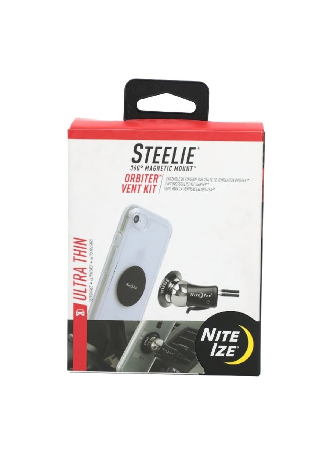 steelie Orbiter Low-Profile Magnetic Phone Mounting Kit 16.1 x 10.5 x 3.5 cm Black and Silver  - Image 1