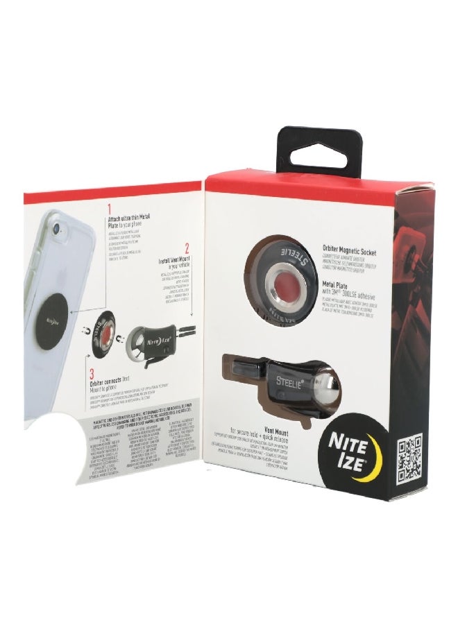 steelie Orbiter Low-Profile Magnetic Phone Mounting Kit 16.1 x 10.5 x 3.5 cm Black and Silver  - Image 2
