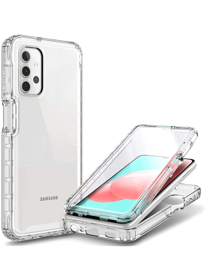 KASTWAVE Case For Samsung Galaxy A32 5G With Built In Screen Protector Full Body Protective Shockproof Rugged Bumper Cover Impact Resist Durable Phone Case Clear Glitter Case Clear - Image 1