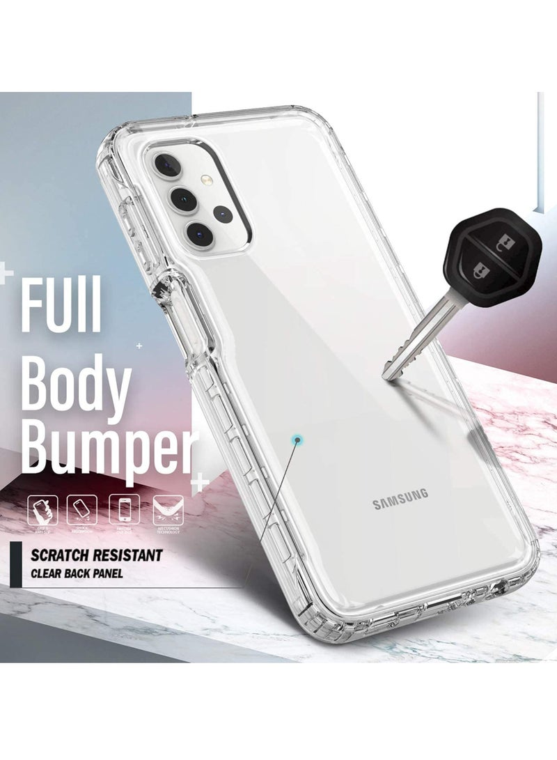 KASTWAVE Case For Samsung Galaxy A32 5G With Built In Screen Protector Full Body Protective Shockproof Rugged Bumper Cover Impact Resist Durable Phone Case Clear Glitter Case Clear - Image 2
