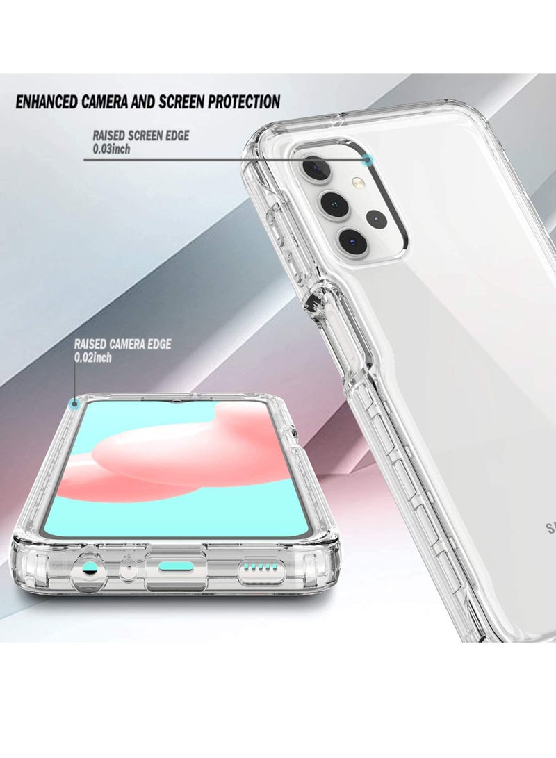 KASTWAVE Case For Samsung Galaxy A32 5G With Built In Screen Protector Full Body Protective Shockproof Rugged Bumper Cover Impact Resist Durable Phone Case Clear Glitter Case Clear - Image 4