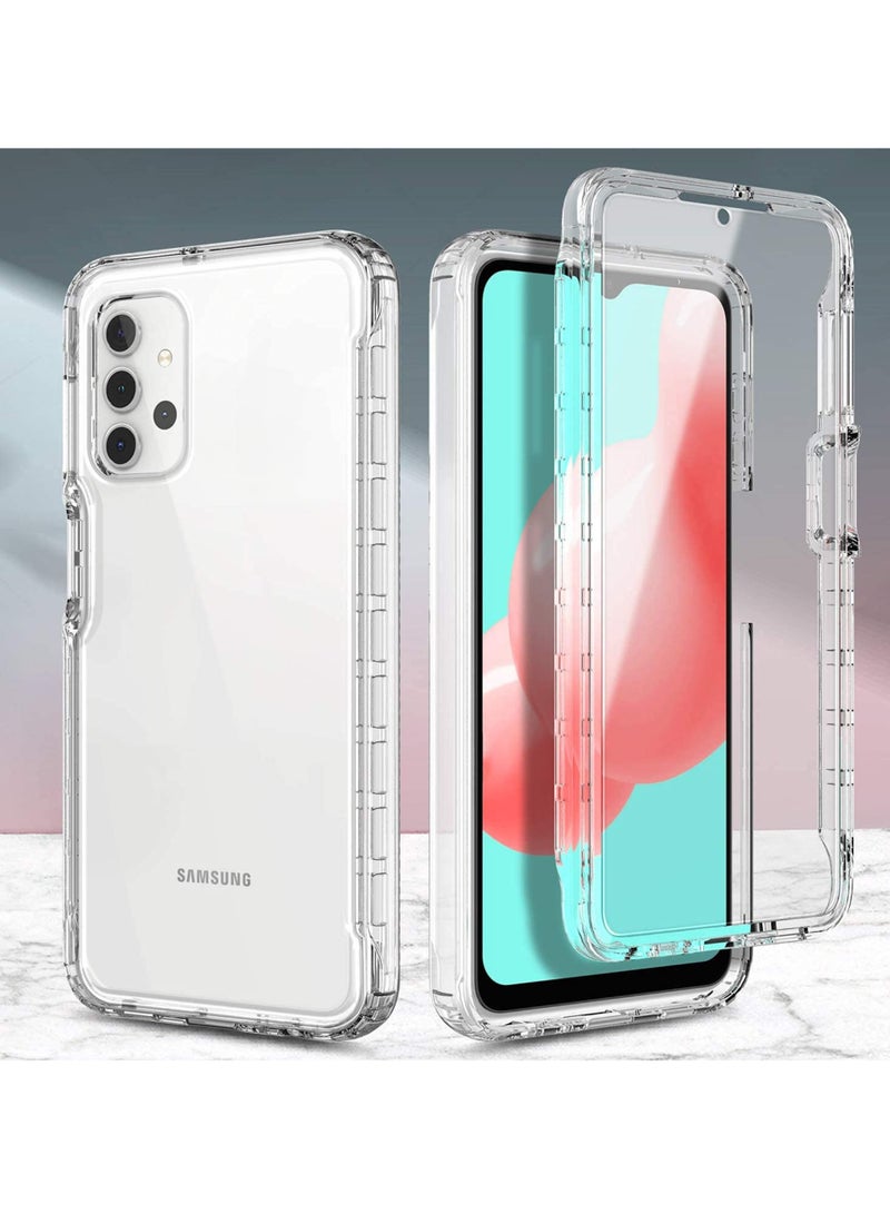 KASTWAVE Case For Samsung Galaxy A32 5G With Built In Screen Protector Full Body Protective Shockproof Rugged Bumper Cover Impact Resist Durable Phone Case Clear Glitter Case Clear - Image 5
