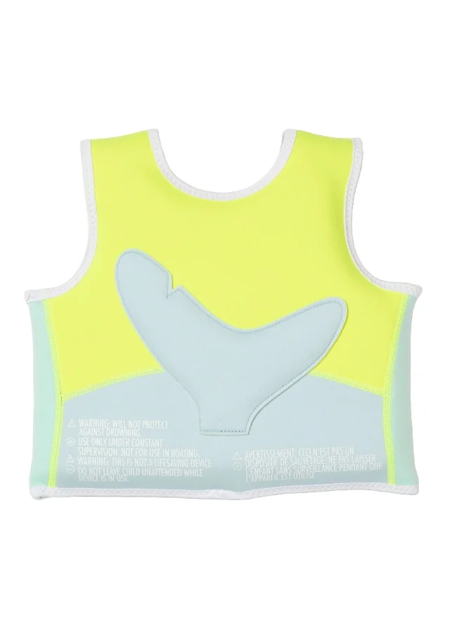 SUNNY LIFE Salty the Shark Swim Vest 1-2 Aqua Neon Yellow