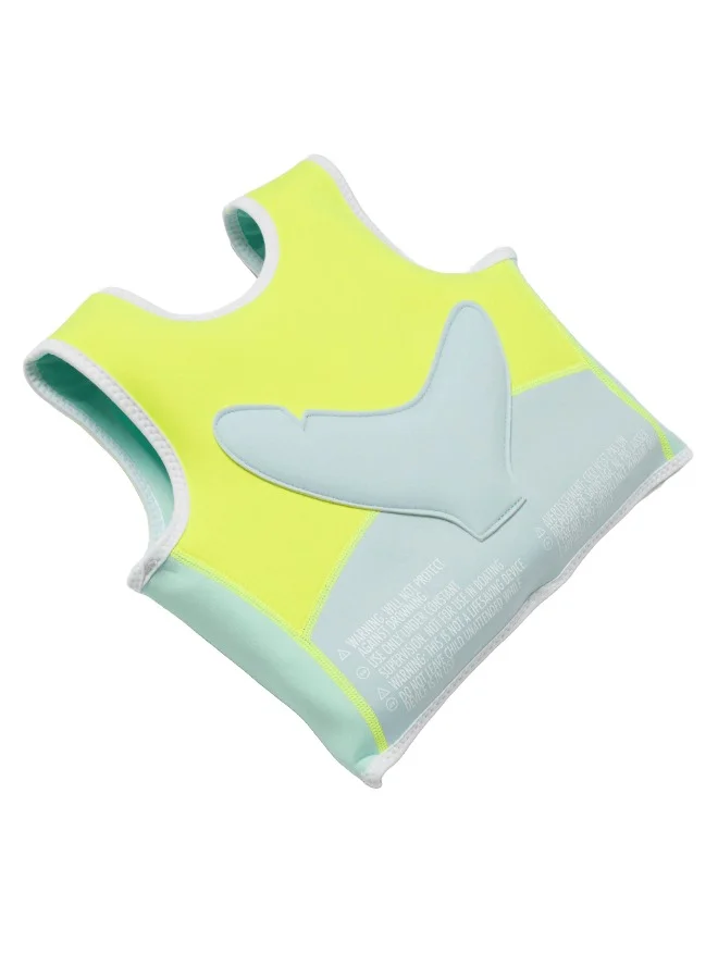 SUNNY LIFE Salty the Shark Swim Vest 1-2 Aqua Neon Yellow