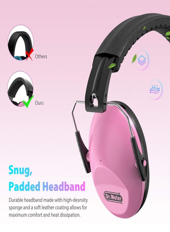 Dr.meter Noise Cancelling Headphones for Kids: EM100 SNR27.4 Kids Ear Protection Earmuffs with Adjustable Headband, Ear Muffs for Noise Reduction in Monster Jam, Concert, Firework, Mowing, Pink - Image 3
