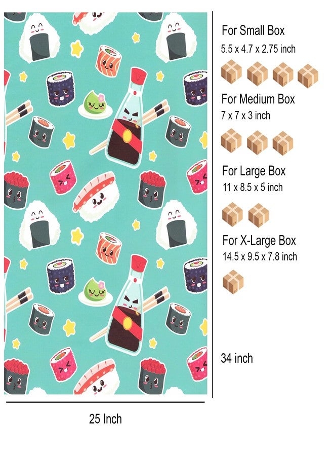 arkamii Premium Wrapping Paper Set of 4 Sheets Size 34 x 25 inch sushi japan kawaii (18-8975) - Image 3