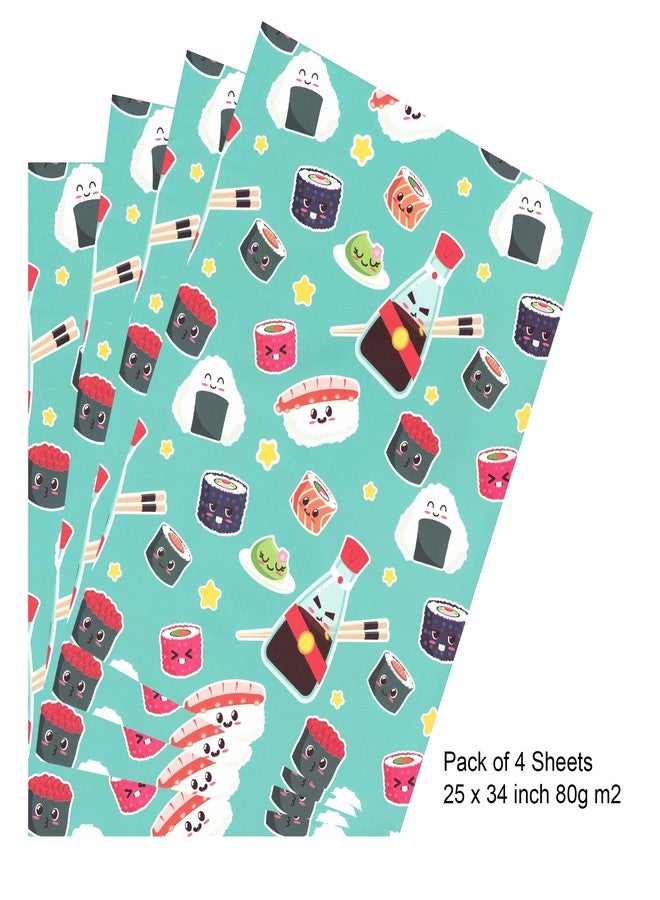 arkamii Premium Wrapping Paper Set of 4 Sheets Size 34 x 25 inch sushi japan kawaii (18-8975) - Image 4