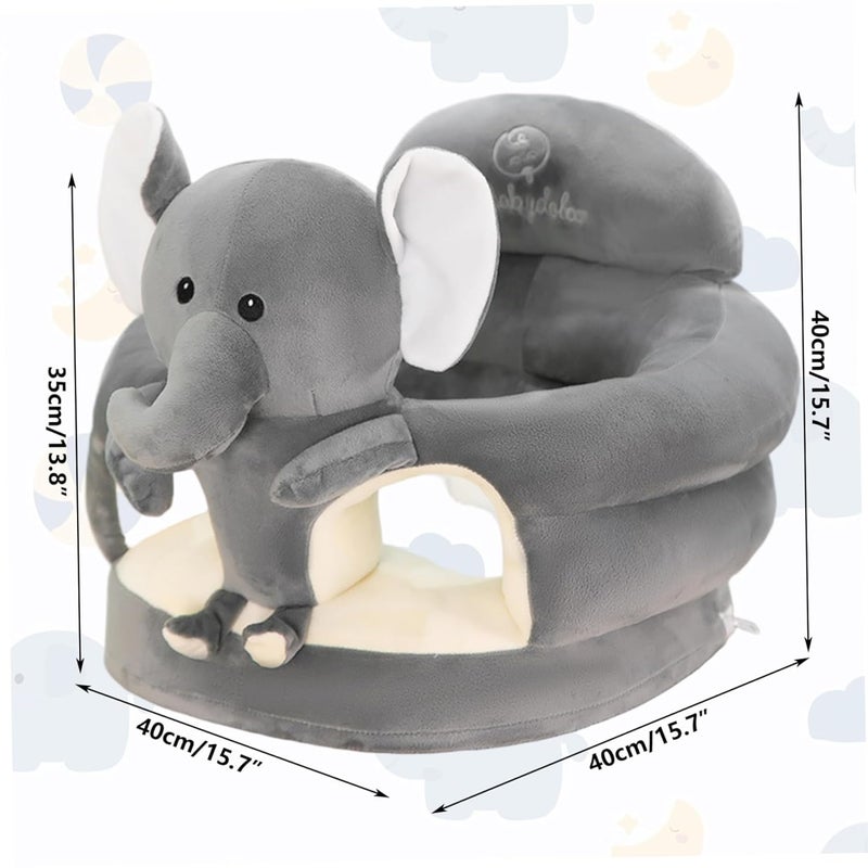 Grey Elephant Baby Sit Up Chair Plush Sofa Floor Seat For Nursery Living Room - Image 3