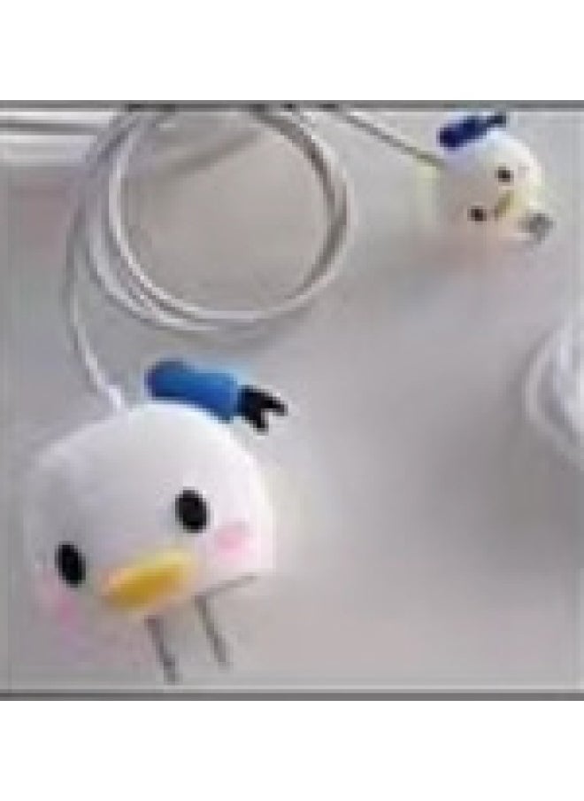 Generic - 2024 Four-piece Charger Protective Cover For Apple 15 Fast Charging Protective Cover 18W/20W Charger-Specifications:130. Blue Donald Duck (set Of Four) Big And Small Heads + 1.4m Wire Rope + Tie - Image 1