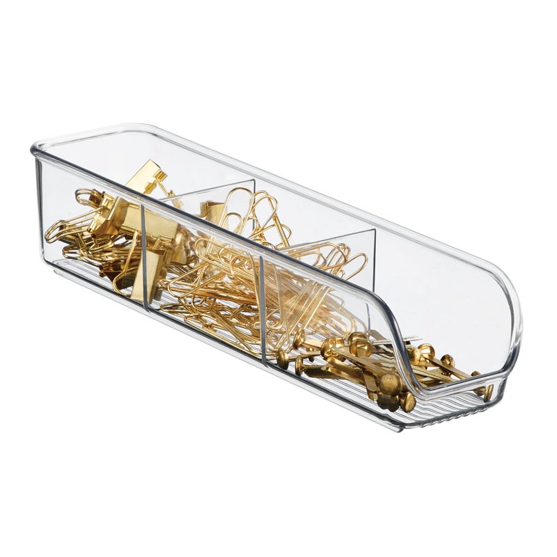 منظم أكياس الشاي والمواد الغذائية من iDesign بلاستيك حاويات تخزين المطبخ للسكر والملح والفلفل والمحليات وأكياس الشاي والتوابل مجموعة لينوس 225 × 9 × 2 شفاف