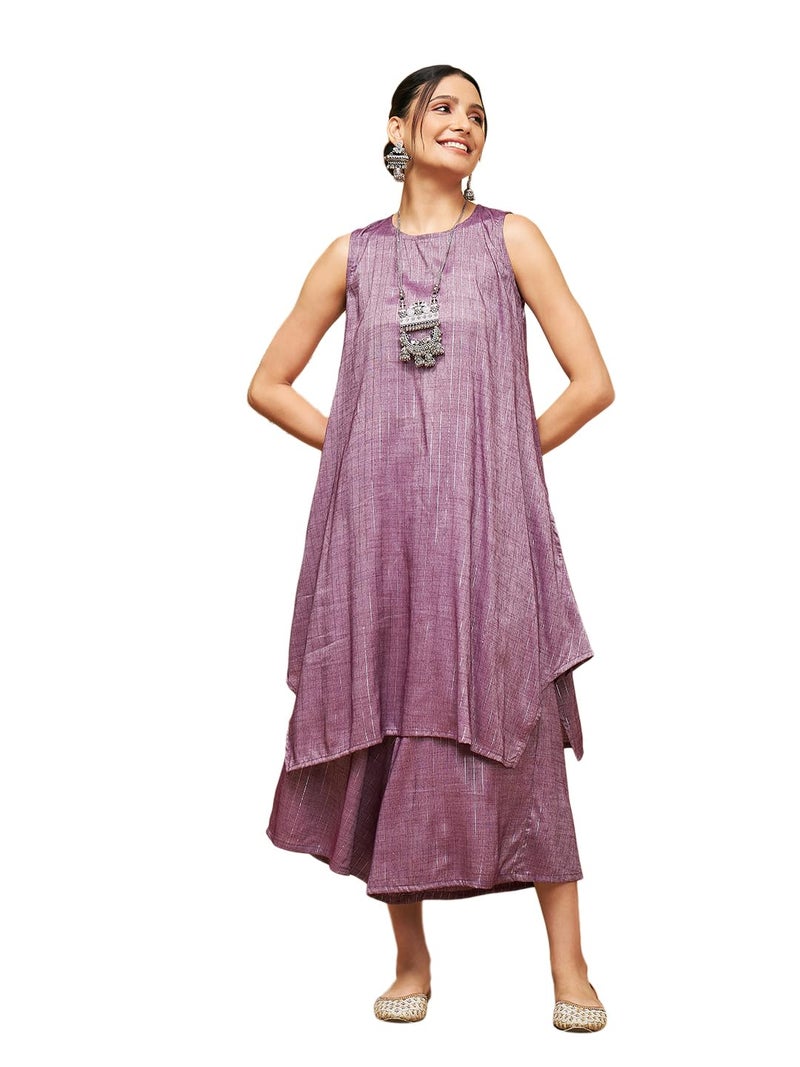 InWeave MAVUE Lurex Short Kurta Mauve - Image 2