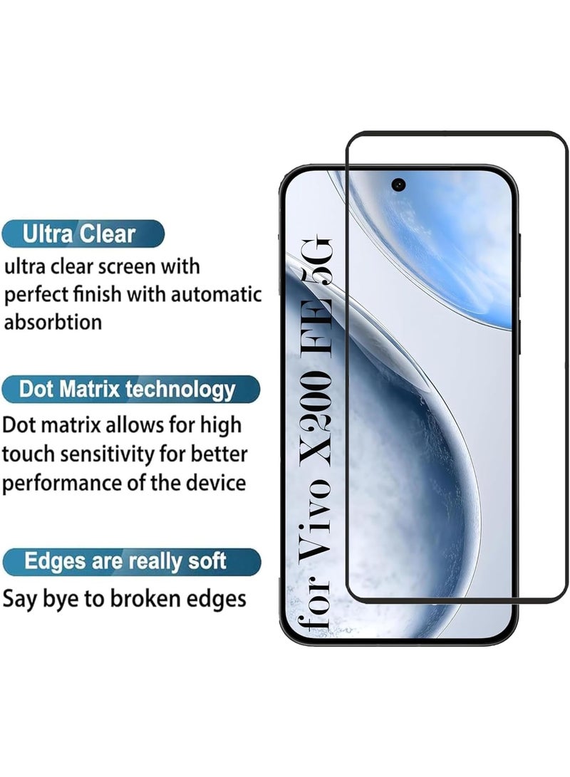 Muzz حماية شاشة Vivo X200 FE، لاصق كامل، خالي من الفقاعات، مضاد للخدش، مضاد لبصمات الأصابع، صلابة 9H، زجاج مقسى بحواف منحنية 3D لحماية شاشة Vivo X200 FE - Image 3